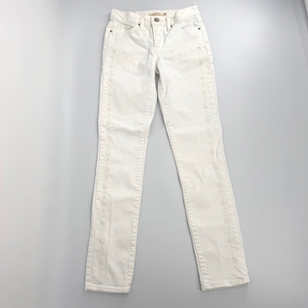 Levis 311 Shaping Skinny Women 25 White Good Floral Embroidered Jeans